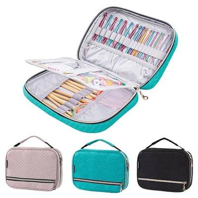 MYBAGZING Crochet Hook Case Empty - Quilted Crochet Organizer Case- Crochet Hook Holder for Circular Knitting Needles, Crochet Hooks (up to 8") Knitting & Crochet Supplies - Knitting Accessories