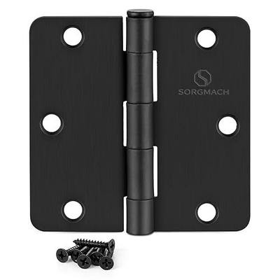 Door Hinge 3 1/2 Inch Interior Door Hinges Matte Black 3.5 Inch Interior Hinges Flat Iron Hinge 3 ½"x 3 ½" Door Hardware 1/4" Radius - 12 Pieces