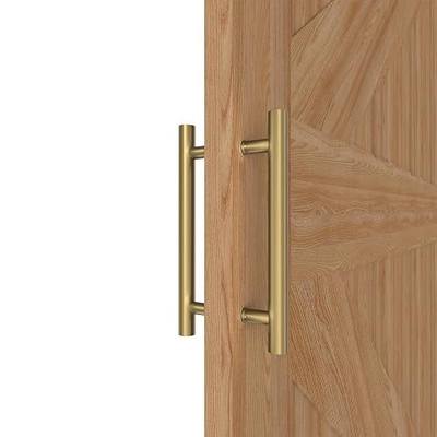 12" Titanium Gold Round Barn Door Pull Handle Double Sided | Heavy Duty 304 Stainless Steel, 7-7/8" Hole Spacing, Fits 3/4"-2" Thick Barn, Front Entry, Sliding & Exterior Doors