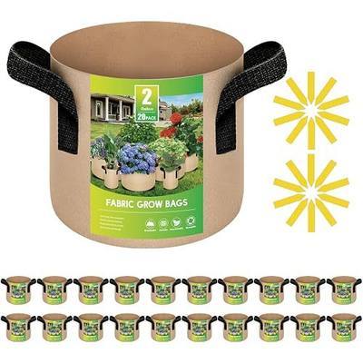 iPower 20-Pack 2 Gallon Grow Bags Heavy Duty Thickened Aeration Nonwoven Fabric Pots with Nylon Handles, for Planting Vegetables, Fruits, Flowers, Tan