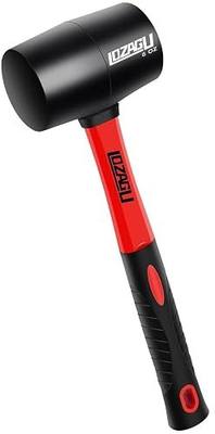 8oz Rubber Mallet Hammer, Fiberglass Handle, Rubber Mallet for Flooring, Tent Stakes, Woodworking, Camping, Soft Blow Tasks without Damage