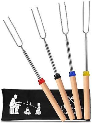 Zulay Sturdy Marshmallow Sticks for Fire Pit Extra Long - Great Smores Sticks Smores Kit for Fire Pit - Marshmallow Roasting Skewers - Hot Dog Fork Bonfire Glamping Camping Accessory 32" Value 4 Pack