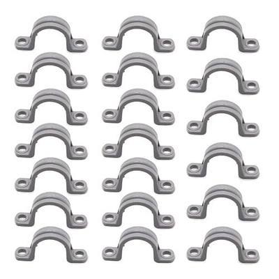1/2 Inch PVC Pipe Strap, 2-Holes Conduit Pipe Clamps Plastic Pipe Supports (Grey, 20 Pcs)
