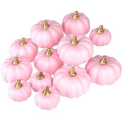 Artmag Artificial Pumpkins Bulk 12Pcs Assorted Sizes Harvest Lifelike Pumpkin Fake Foam Pumpkin for Fall Autumn Halloween Home Party Thanksgiving Party Holiday Decor Pink