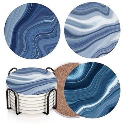Britimes Coasters for Drinks, Set of 6, Ceramic Stone, Blue Vintage