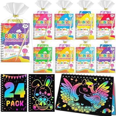 Scratch Paper Art Party Favors for Kids: 24 Pack Rainbow Scratch Notebook, Goodie Bags Stuffers Coloring Books Party Favors for Kids 3-12, Bulk Classroom Birthday Gifts for Student
