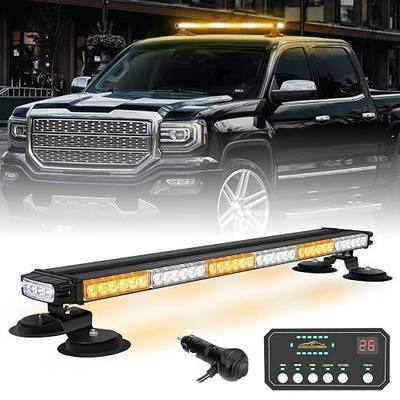 XRIDONSEN 28.4" 80 LED Roof Strobe Light Bar Amber White Emergency Lights | Top Magnetic Warning Hazard Safety Caution Double Side Traffic Advisor w/ Controller for Construction Vehicles Plow Trucks