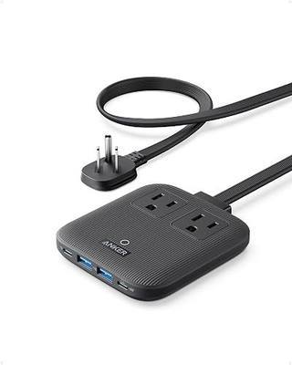 Anker Travel Power Strip, Anker Nano 67W Max 6-in-1 USB C Charger, 2 USB C | 2 AC, 2 USB A, 5ft Thin Undetachable Flat Plug Extension Cord with Multiple Outlets, Travel Essentials, Cruise Essentials