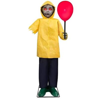 Halloween Decorations Outdoor - 4 Ft Life Size Animatronics Prop | Glowing Balloon Sound-Activated Sensor Scary Decor for Home Party Indoor Outside Garden Lawn Grave Yard