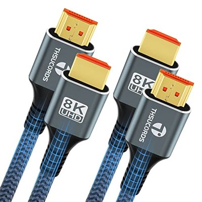 Thsucords 8K 4K HDMI Cable 1.6FT, High Speed Braided HDMI to HDMI 2.1 Cord Supports 8K@60Hz, 4K@120Hz 144Hz 48Gbps Compatible with Roku TV/PS5/HDTV/Blu-ray