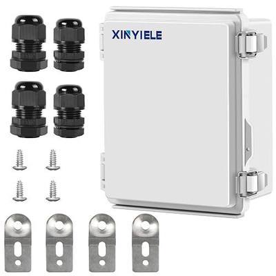 Waterproof Outdoor Project ABS Plastic Junction Box IP67 Weatherproof Dustproof Enclosure with Hinged Cover, Mounting Plate,Wall Brackets for Power Project (8.7"X6.7"X4.5")