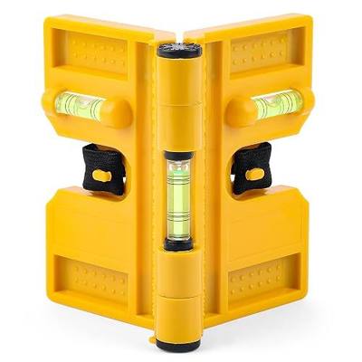 Magnetic Post Level, 270° Adjustable Folding Post Level with 3 Vials, Elastic Loop for Hands-free Work