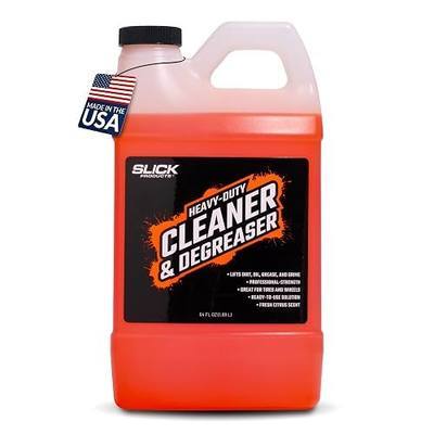 Slick Products Heavy-Duty Cleaner & Degreaser – Professional Strength Citrus Formula for Tires, Wheels, Engines, Chains & Tough Grime – Ready to Use or Dilute, 64 oz