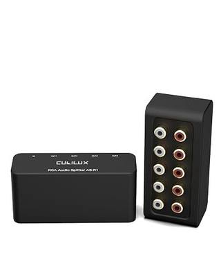 Cubilux AS-R1 4 Way RCA Audio Splitter Box, 4-Channel Stereo RCA Splitter, Passive Audio Splitter-Made with Aluminum Alloy (1 in 4 Out)