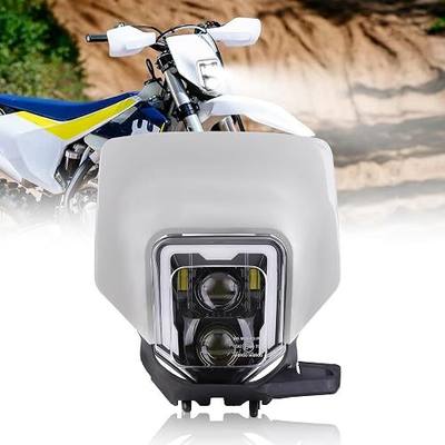 RAMJET4X4 LED Dirt Bike Headlight Motocross Headlamp w/Bezel Fit for 2017-2024 Husqvarna FE 250 350 450 501 701, TE150 250i 300i, FC250 350 450, TX125 Enduro 701, DRL High Low Beam