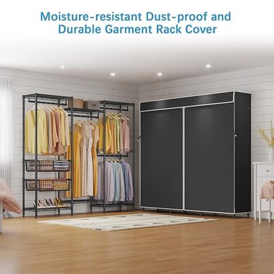 VIPEK V10C Medium Heavy Duty Covered Clothes Rack, Black, 70.1" L x 17.3" W x 76.4" H
