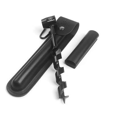KOSIBATE Bushcraft Gear, Hand Auger Wrench for Easy Wood Drilling - Settlers Wrench and Bushcraft Tools Perfect for Camping and Woodworking Tasks-Scotch Eye Wood Drill with Leather Case Brown