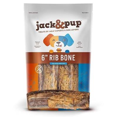 Jack&Pup 6” Rib Bones for Dogs (13 Pack) – Natural Single Ingredient Beef Bones for Dogs, High Protein Long-Lasting Dog Chews, Flavorful Real Beef Bones
