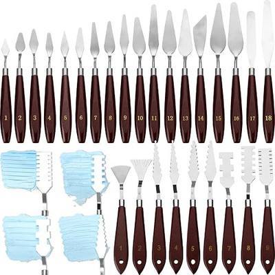 Lasnten 27 Pcs Palette Knife Set Stainless Steel Wood Handle Acrylic Paint Spatula Tools for Canvas Oil Color Mixing and Texturing