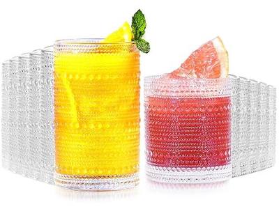 Vintage Hobnail Drinking Glasses Set of 12-14 oz Old Fashioned Water Glass Cups & 11 oz Cocktail Glasses, Aesthetic Kitchen Bar Tumbler Glassware Gifts Sets for Smoothie, Juice, Coffee, Wine