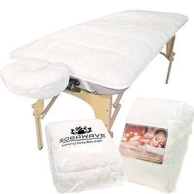 Fleece Massage Table Pad,Extra Soft Quilted Fleece Massage Bed Cushion with Face Cradle Cover,Washable Elastic Fitted Spa Massage Table Topper for Salon,Spa & Home,71 x 31 Inch