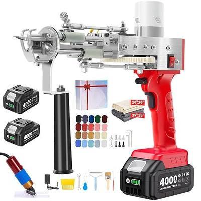 BESGEER Cordless Rug Tufting Gun with Carpet Trimmer Kit, Tufting Gun Starter Kit with 2pcs 4.0Ah Batteries,2 in 1 Cut Pile and Loop Pile Tufting Gun