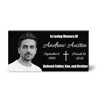 12x6 Memorial Plaques, Headstones for Graves, Grave Markers for Cemetery for Humans, Outdoor Personalized Commemorative Plaques Remembrance Garden Stones, Bereavement Headstone Picture Memorial Stones