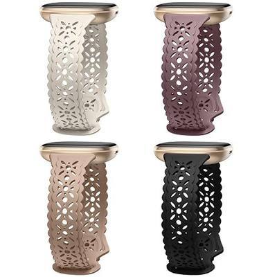 Dirrelo 4 pack Lace Silicone Band Compatible for Fitbit Sense Bands/Fitbit Versa 3 Bands Women/Fitbit Versa 4 Bands/Sense 2 Bands, Soft Ultrathin Hollow-out Sport Watch Strap Replacement Wristbands