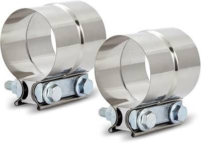 ELSHINE 1.5'' Lap Joint Exhaust Band Clamp, Heavy-duty Exhaust Clamps for Mufflers and Pipes, Stainless Steel Seal Clamp Sleeve for Exhaust Repair, 2PCS
