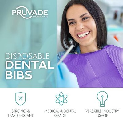 Dental Bibs - 125 Pack Adult Disposable Bibs 3-Ply for Dentist, Eating, Tattooing - 13" x 18" Waterproof Medical Sheets for Piercing, Tattoo Table Station, Nail Techs, Patient Hygiene - Black