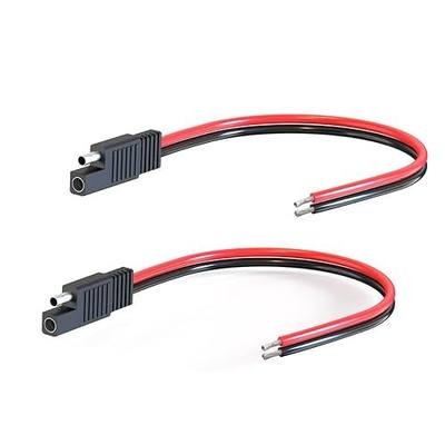 ELFCULB 2 Pack SAE Connector Cable 16AWG 1FT for Motorcycle and Solar | 2-pin SAE quick-disconnect leads with stranded tinned copper wire for battery charging, solar wiring, and cable replacement.