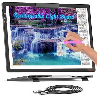 Honesorn Rechargeable A4 Copy Tracing Light Pad with Type-C Port, Ultra-Thin Diamond Painting Light Board, Led Light Table for Weeding Vinyl, Dimmable Tracing Light Box for Artists, Teens, Black