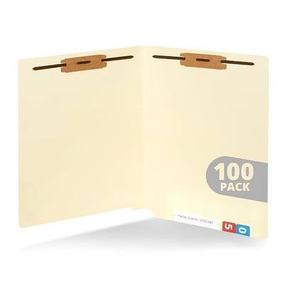 Blue Summit Supplies 100 Manila Fastener File Folders with End Tabs, Reinforced Straight Cut End Tab Folders with 2 Fasteners, Standard Medical File Folders, Letter Size, Manila, 100 Pack | Reinforced end tab, letter size, 11pt, 2 prong bonded fasteners, for medical files, reports, and office record
