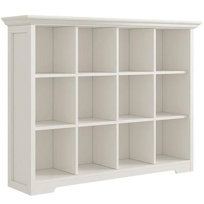 OSCHF 12-Cube Open Bookcase with Base, 3-Tier Wooden Bookshelf, White | Curved Base, Crown Molding, Fits 11×11" Bins, Modern Storage Cabinet for Living Room, Bedroom, Home Office