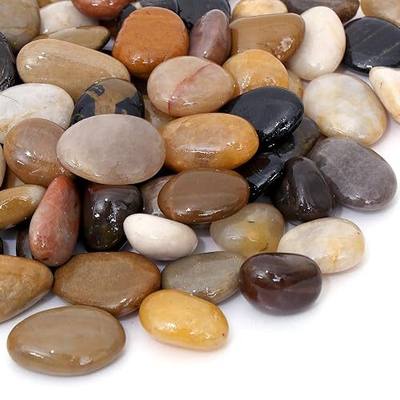 Calofulston 2.2LB River Rocks for Plants, Decorative Polished Stones for Garden Landscaping, Planters, Indoor and Outdoor Decor, Mixed Color, 1-1 3/4 Inch