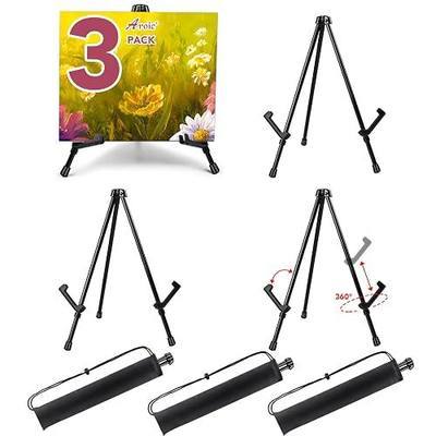 AROIC 3 Pack 14'' Tabletop Easels, Black Steel Table Top Easels for Display, Adjustable Portable Table Top Easel for Paintings, Signs, Posters,Frame Pictures(with 3 Bags)