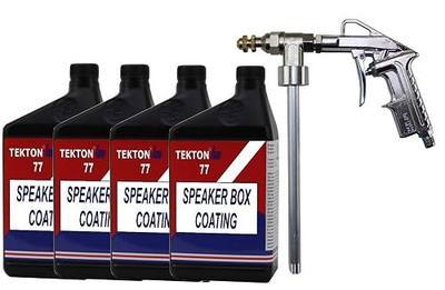 Speaker Cabinet Coating – Spray On Durable Speaker Paint for Cabinets, Subwoofer Boxes & Road Cases – Textured, Scratch & Water-Resistant Speaker Coating (4 Quarts with Sprayer) Black