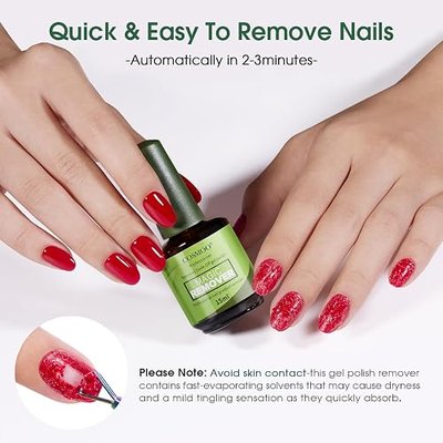 15ML Gel Nail Polish Remover, Magic Gel Polish Remover for Nails, Professional Remove Gel Nail Polish, Quick & Easy Polish Remover In 2-3 Minutes