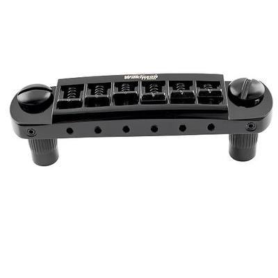 Wilkinson M Series 52.5mm (2-1/16 inch) String Spacing Adjustable Pigtail Style Wraparound Bridge for Les Paul SG Junior Special Style Electric Guitar, Black