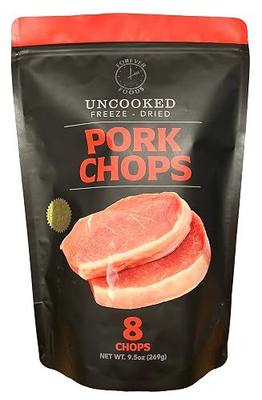 FOREVER FOODS Uncooked Freeze-Dried Pork Chops | 8-Count | Family Pack | Equivalent to 2 lbs.