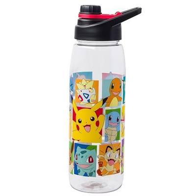 Silver Buffalo Pokémon Character Collage Water Bottle with Screw Lid, 28oz | Pikachu, Squirtle, Charmander, Bulbasaur, Eevee, Screw-On Lid, 0.8 Liters