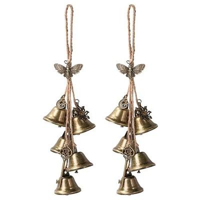 2 Pieces Witch Bells for Door Knob for Protection Brass Bells Hanging Witchcraft Wicca Supplies Wreath Handmade Witch Bells Wiccan Magic Wind Chimes (Butterfly Vintage Bell)