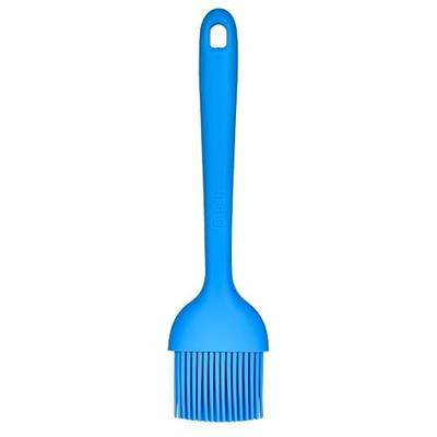 Angled Small Silicone Pastry Brush: U-Taste 600ºF Heat Resistant 7.28 inch Kitchen Basting Cooking Baking Food Rubber Head-Up Baster Brush for Oil Sauce BBQ Butter Grill Meat Egg Bread (Lake Blue)