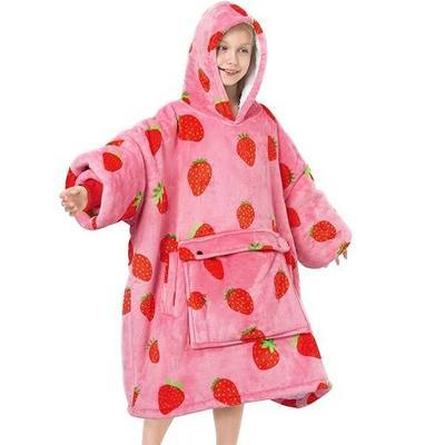 Narecte Kids Hoodie Blanket Oversized Sherpa Fleece Blanket Sweatshirt | Warm Cozy Wearable Blanket Hoodie for Kids,Toddlers with Large Pocket,Soft Flannel, Birthday Gifts for Girls