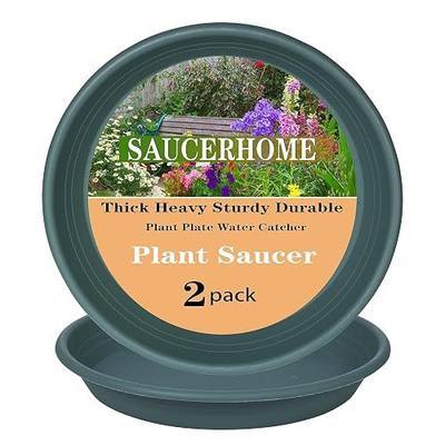 2 Packs Plant Saucer Pot Tray 6 8 10 12 14 16 19 20 Inch Plastic Flower Planter Saucers and Drip Trays for Indoors Outdoors, Heavy Durable Plant Plate Water Catcher (16 Inch Green)
