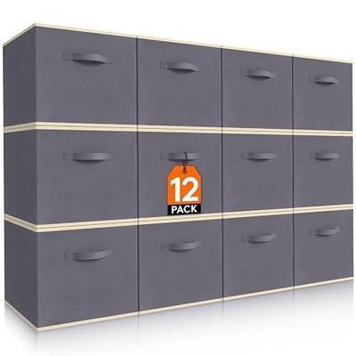 Lifewit Storage Cubes, Foldable Decorative Fabric Storage Baskets for Organizing Home Organizers with Handles for Shelves, Closet, 11 Inch Bins, 18L Gray, 12 Packs