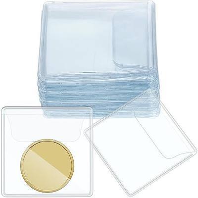 Fainne 50 Pcs 2.2 x 2.2 Inches Single Pocket Coin Sleeves Collector Individual Clear Plastic Sleeves Holder Small Plastic Coin Holder Pouch Single Protector for Jewelry Storage (Square)