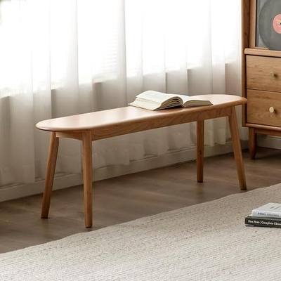 100% Solid Oak Dining Bench, Wood Bench for Bedroom End of Bed with Rounded Corners, Entryway Benches for Dining Room, Kitchen, Living Room (Natural Oak, 39.4")