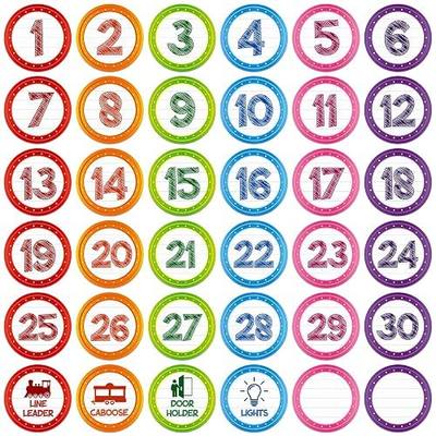 FaCraft 36PCS Boho Line Up Spots for Classroom Floor Pastel Number Sticker | 4" Waterproof Self Adhesive Number Spot Markers Vinyl Decals Preschool Kindergarten Elementary Back to School Supplies