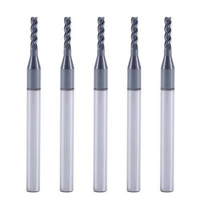1/16" 4-Flute Solid Carbide Square End Mill, CNC Milling Bits AlTiN Coated for Alloy Steel, Hardened Steel, 5 Pcs